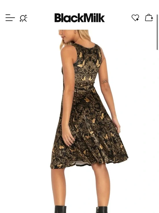 Black milk Golden Garden Velvet Princess Midi Dress size large NWT - Picture 2 of 6